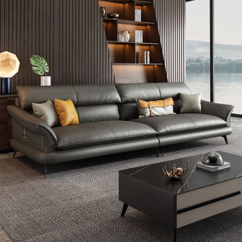 策一直排全真皮沙发诧寂风轻奢客厅意式小户型办公家具品牌前十伯