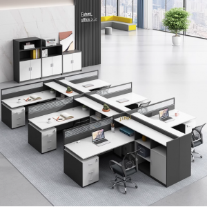 职员桌白色办公桌椅组合卡座屏风办公室员工位6人办公桌简约现代