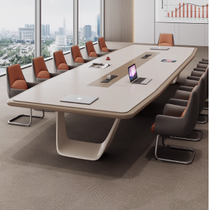 高档烤漆会议桌长桌大中型办公室简约现代会议桌培训洽谈桌椅组合